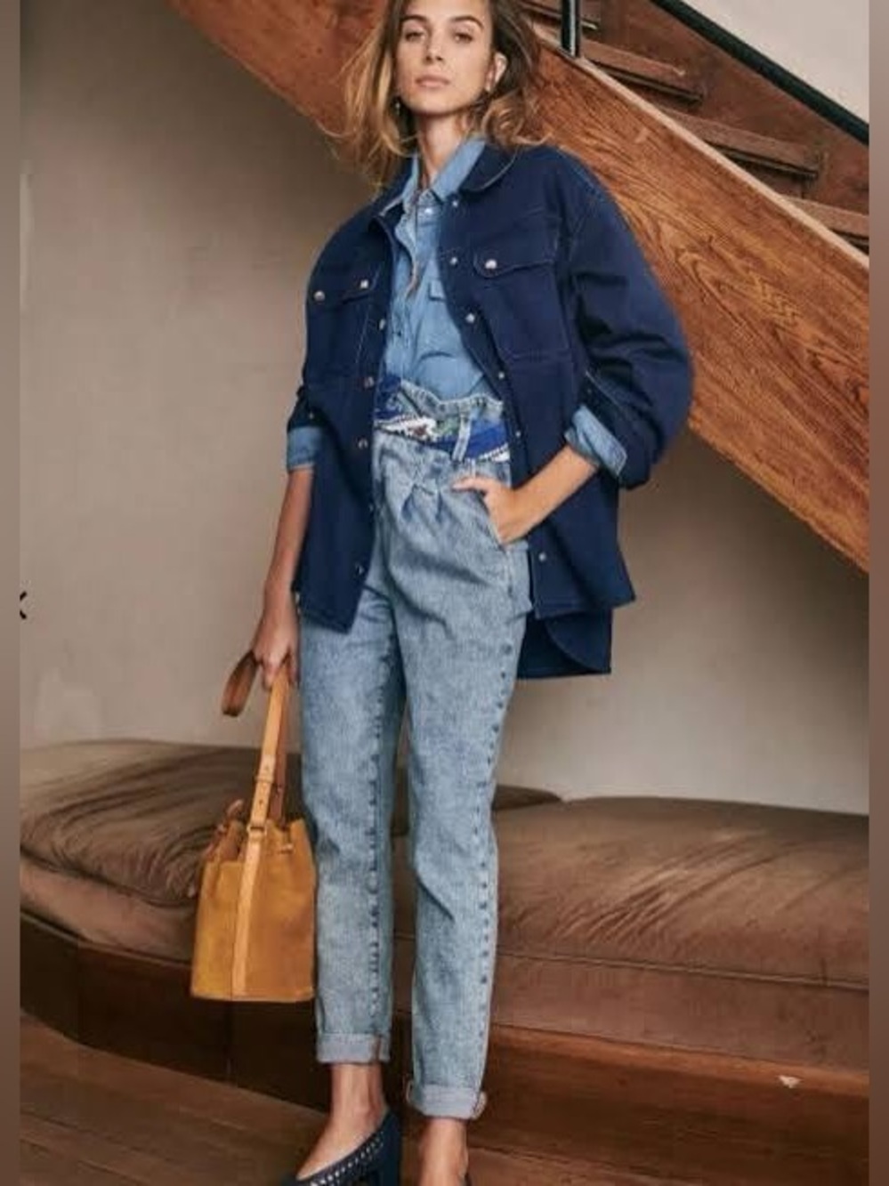 Sezane Le Austin High Rise Jean Trousers in Bleached in 32 EU Regular